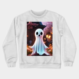 Spooky Halloween Floral Ghost with a Cute Face Crewneck Sweatshirt